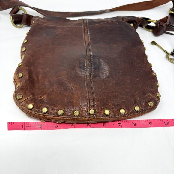 Fossil Purse Brown Leather Studded Should Bag Vintage Retro Western Country Boho - Picture 3 of 15